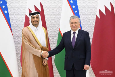 Изрображение 'Глава Узбекистана и премьер-министр Катара обсудили продвижение совместных проектов'