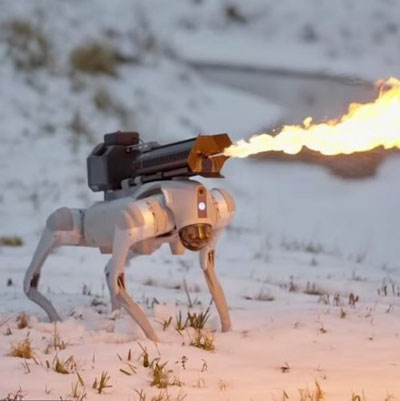 Изрображение 'Американская компания разработала робособаку с огнеметом на спине (видео)'