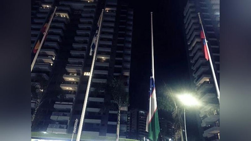 Изрображение 'В ОЛИМПИЙСКОЙ ДЕРЕВНЕ В РИО ПРИСПУЩЕН ФЛАГ УЗБЕКИСТАНА'