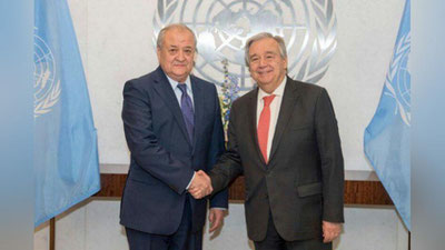 Изрображение 'АБДУЛАЗИЗ КАМИЛОВ И АНТОНИУ ГУТЕРРИШ ПРОВЕЛИ БЕСЕДУ В ШТАБ-КВАРТИРЕ ООН'