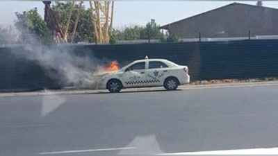 Изрображение 'У ПАРКЕНТСКОГО РЫНКА В ТАШКЕНТЕ СГОРЕЛО ТАКСИ (ФОТО)'