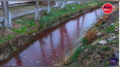 Изрображение 'Багровые реки: в Кибрае бойня скидывает отходы в местный канал (видео)'