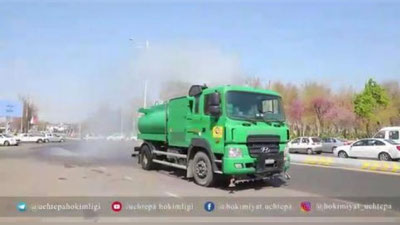 Изрображение 'Видео: Дезинфекция улиц в Учтепинском районе'