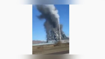 Изрображение 'Мощный пожар на Ново-Ангренской ТЭС попал на видео'