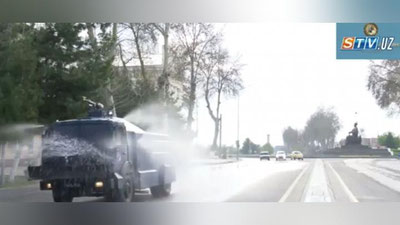 Изрображение 'Видео: масштабная дезинфекция Самарканда'