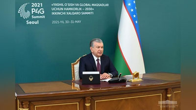 Изрображение 'Президент Узбекистана принял участие в Международном саммите по "зеленому" развитию'