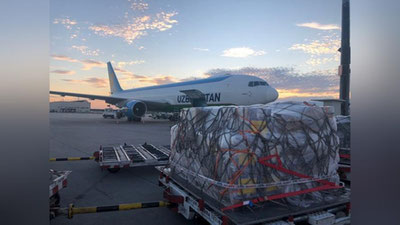 Изрображение 'В Узбекистан прибыл гуманитарный груз из Германии'