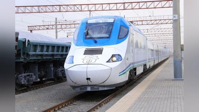 Изрображение 'Скоростной поезд Afrosiyob "Ташкент- Самарканд" сделал первую остановку в Заамине'