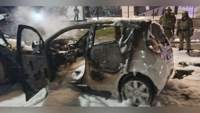 Изрображение 'В Ташкенте в ДТП сгорели два автомобиля'