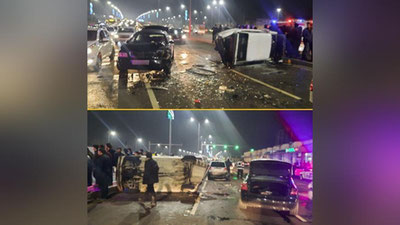 Изрображение 'Массовое ДТП произошло на улице Фаргона йули в Ташкенте (видео)'