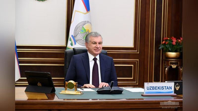 Изрображение 'Президент Узбекистана выступил на саммите "БРИКС плюс"'
