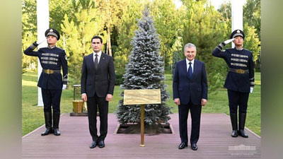 Изрображение 'Сердар Бердымухамедов посадил дерево на Аллее почетных гостей в Ташкенте'