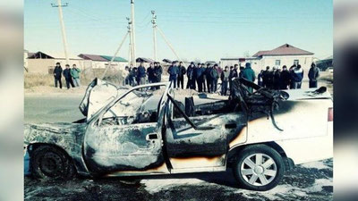 Изрображение 'В Нукусе в загоревшейся после ДТП "Нексии" погибли двое человек (видео)'