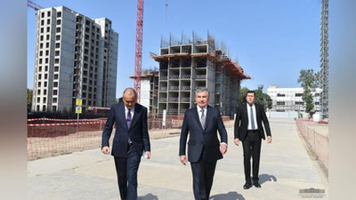 Изрображение 'Президент ознакомился с ходом строительства «Olmazor business city» (фото)'