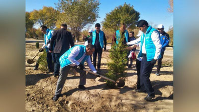 Изрображение 'Министр инновационного развития посадил дерево в рамках акции "Один миллион деревьев"'
