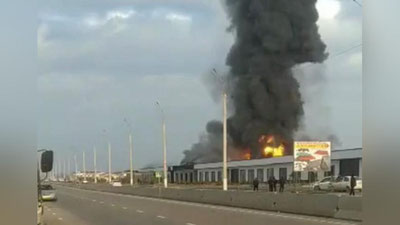 Изрображение 'Крупное возгорание на складе в Ташкентской области попало на видео'