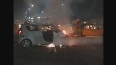 Изрображение 'В Коканде в результате ДТП загорелся Spark'