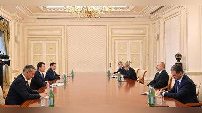 Изрображение 'Глава Азербайджана принял вице-премьера Узбекистана Джамшида Ходжаева'