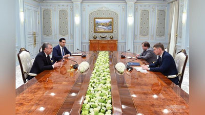 Изрображение 'Шавкат Мирзиёев принял главу российского Минэкономразвития Максима Решетникова'