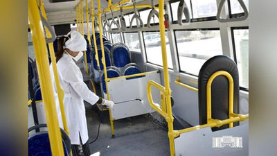 Изрображение 'Фото: ташкентские автобусы проходят санитарную спецобработку'