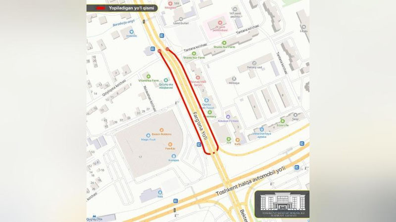 Изрображение 'Около ТРЦ Compass на Куйлюке на 10 дней закроют съезд и разворот'