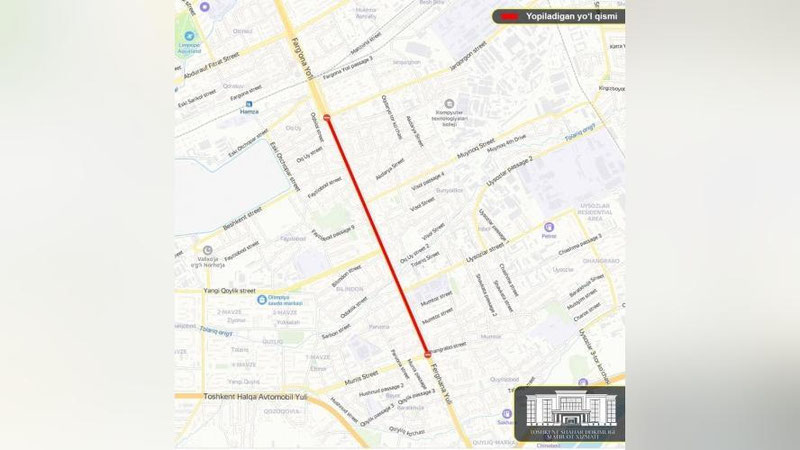 Изрображение 'Дорожные работы на Фаргона йули продолжаются: до 15 ноября закрыты участки дороги'