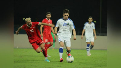 Изрображение 'Сборная Узбекистана сыграла товарищеский матч с Сирией'