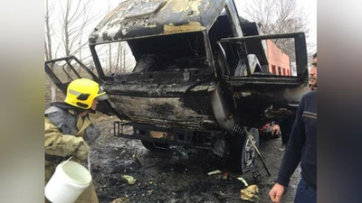 Изрображение 'В Самаркандской области на ходу загорелся грузовик'