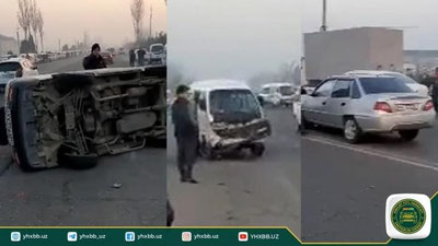 Изрображение 'В Андижанской области в очереди на газозаправке произошло ДТП (видео)'