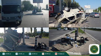 Изрображение 'На Ташкентской кольцевой автодороге столкнулись "Дамас" и грузовик: 3 человека пострадали (видео)'