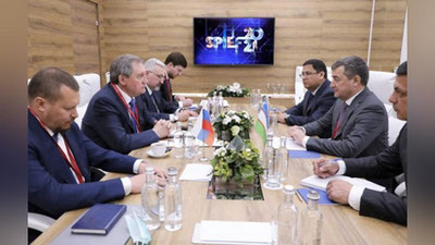 Изрображение 'Министры энергетики Узбекистана и России провели встречу в рамках Петербургского экономического форума'