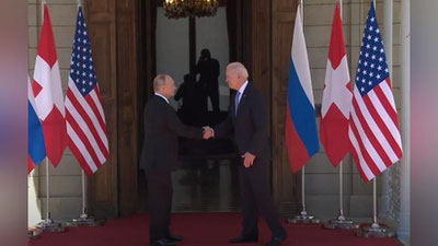 Изрображение 'Президент России и США Владимир Путин и Джо Байден впервые встретились (видео)'