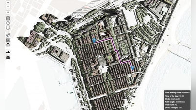 Изрображение 'В Барселоне придумали приложение, прокладывающее путь по тенистым местам'