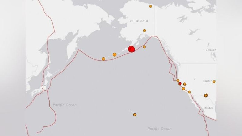 Изрображение 'Цунами движется к Аляске после мощного землетрясения'