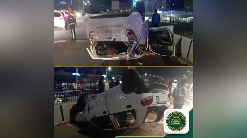 Изрображение 'На мосту по улице Себзар в Ташкенте произошло ДТП с участием 3-х автомобилей'