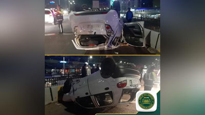 Изрображение 'На мосту по улице Себзар в Ташкенте произошло ДТП с участием 3-х автомобилей'