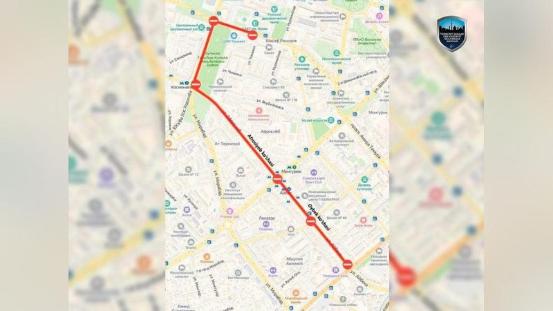 Изрображение 'Ряд центральных улиц в Ташкенте будет закрыт на 2 часа'