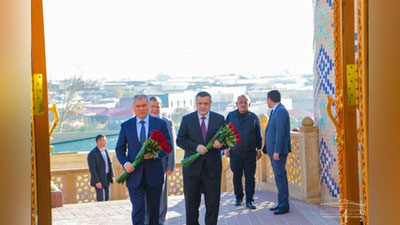 Изрображение 'Председатель Госдумы России начал свой визит в Узбекистан с посещения Самарканда'