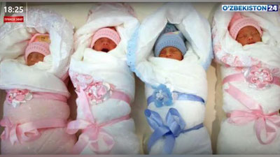 Изрображение 'В Андижане на свет появились четверняшки (видео)'