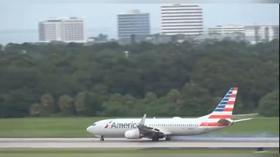 Изрображение 'В США у самолета во время разгона на полосе лопнула шина (видео)'