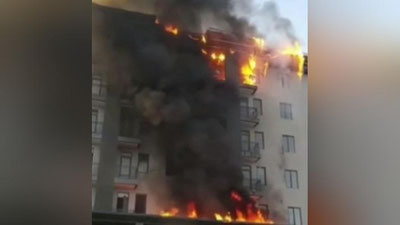 Изрображение 'В многоэтажном доме в Джизаке произошел пожар (видео)'