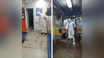 Изрображение 'Как проводят дезинфекцию в метро и на железных дорогах: фото'