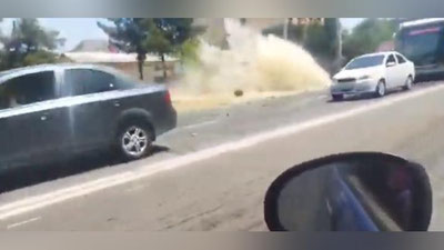 Изрображение 'На Юнусабаде произошел прорыв в теплотрассе (видео)'