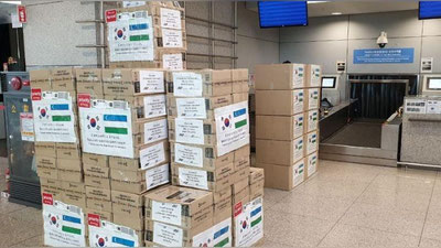 Изрображение 'Корея направила Узбекистану вторую часть гуманитарного груза общим весом в 34 тонны'