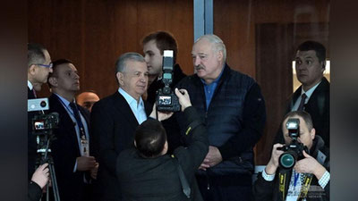 Изрображение 'Главы Узбекистана и Беларуси посетили хоккейный матч в "Хумо Арене" (фото)'