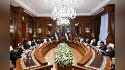 Изрображение 'В Самарканде прошли переговоры глав Узбекистана и Азербайджана'