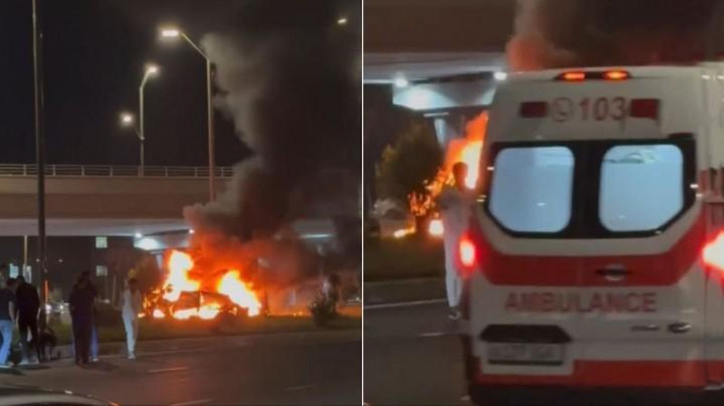 'Toshkentda 19 yoshli haydovchi boshqaruvidagi Cobalt YTHga uchrab, yonib ketdi (video)'ning rasmi