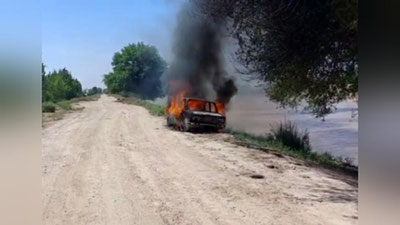 Изрображение 'В Кашкадарье в сгоревшем "Жигули" нашли труп (видео)'