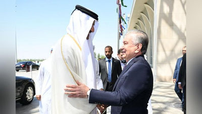 'Qatar amiri shayx Tamim ibn Hamad al-Soniyni rasmiy kutib olish marosimi bo`lib o`tdi (foto)'ning rasmi