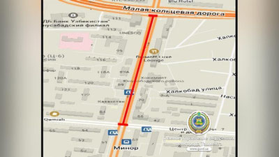 Изрображение 'УЧАСТОК ПРОСПЕКТА АМИРА ТЕМУРА ЗАКРЫТ ДЛЯ ДВИЖЕНИЯ'